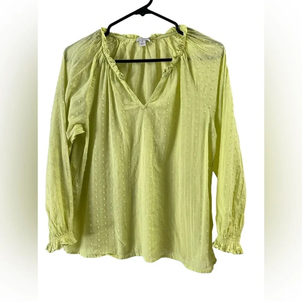 J crew green long sleeve blouse